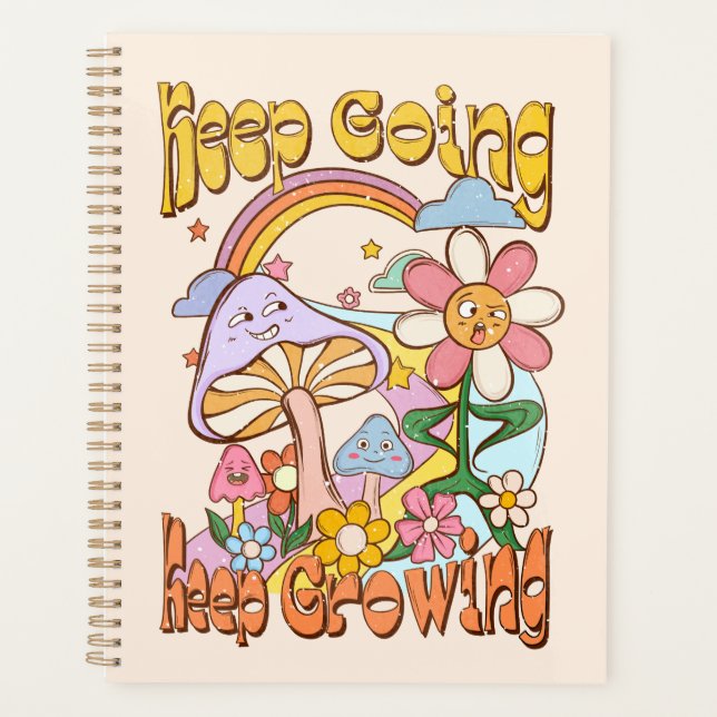 Keep Going, Keep Growing - Mushroom & Flower Planner (Front)