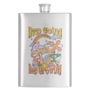 Keep Going, Keep Growing – Mushrooms & Flowers Hip Flask