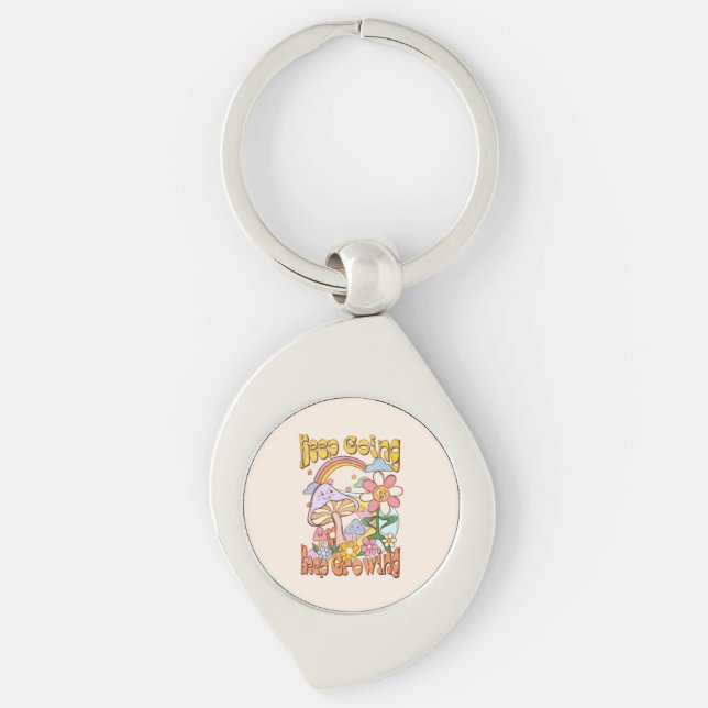 Keep Going, Keep Growing – Mushrooms & Flowers Key Ring (Front)