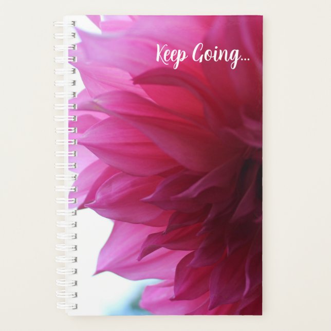 Keep Going Motivational Reminder Pink Dalhia Photo Planner (Front)