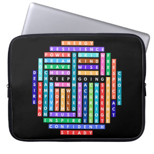 Keep Going Motivational Word Search Quest Circle Laptop Sleeve