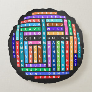 Keep Going Motivational Word Search Quest Circle Round Cushion