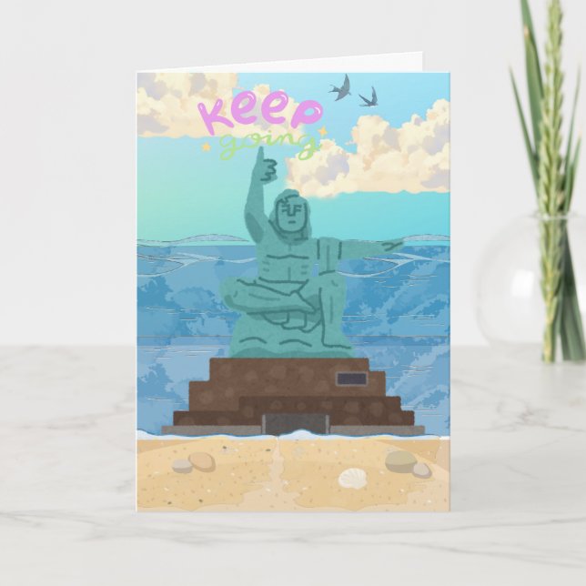 Keep Going Nagasaki Peace Statue Cute Illustration Card (Front)
