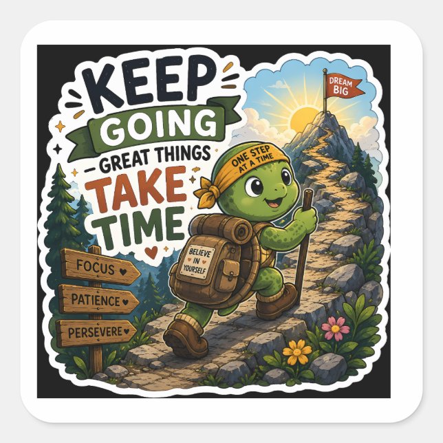 Keep Going – One Step at a Time Turtle Sticker (Front)