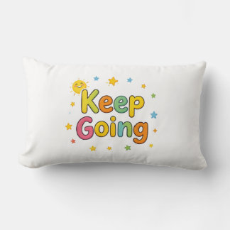 Keep going playful quote with sun, stars lumbar cushion