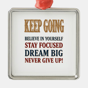 Keep Going Vintage Motivational Typography  Metal Tree Decoration