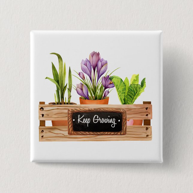 Keep growing chalkboard sign plant flower box 15 cm square badge (Front)