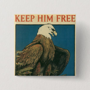 Keep Him Free 15 Cm Square Badge