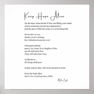 Keep hope alive inspirational poem wall poster