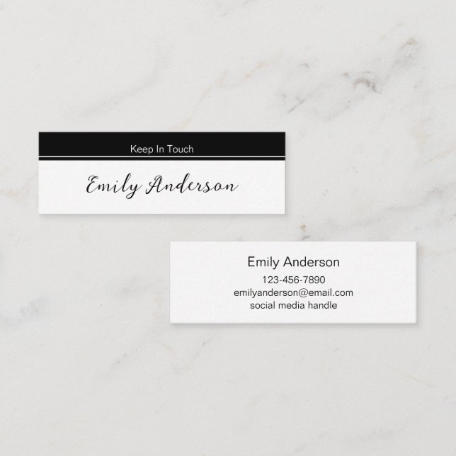 Keep In Touch Black and White Graduation Name Card (Front/Back)