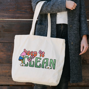 Keep It Clean   Minimalist Reusable Large Tote Bag