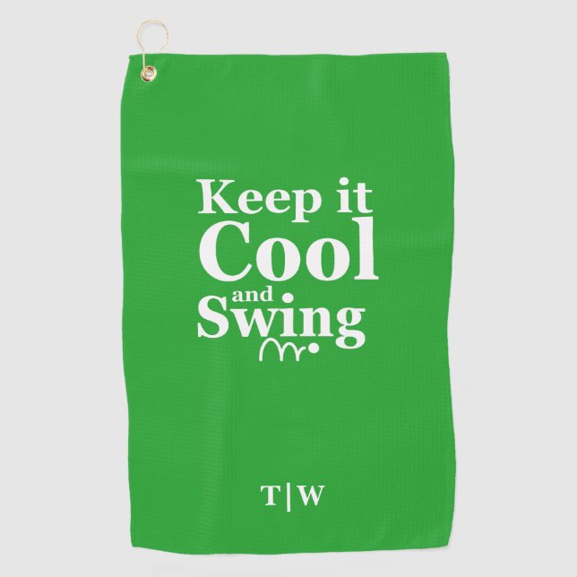 Keep it Cool and Swing Golf Theme  Golf Towel (Front)