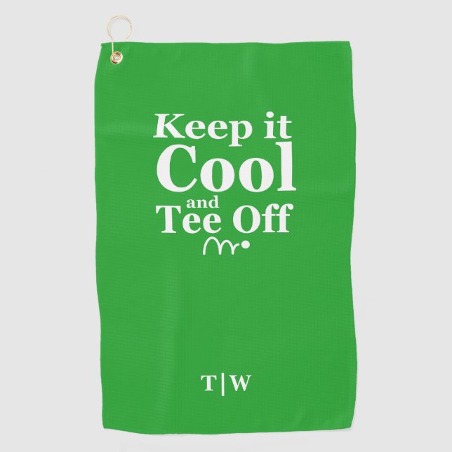 Keep It Cool And Tee Off  Initials Golf Towel (Front)