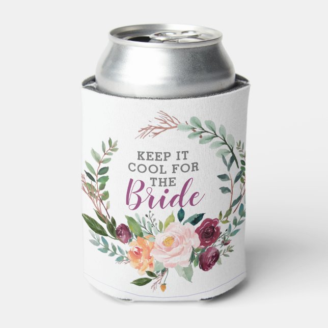 Keep it cool for the Bride- Floral wreath frame Can Cooler (Can Front)