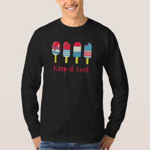 Keep It Cool Ice Cream Us Flag 4th Of July T-Shirt