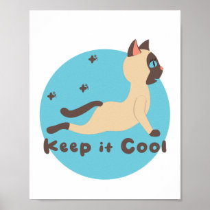 Keep it cool Kawaii funny cat practice yoga poses  Poster