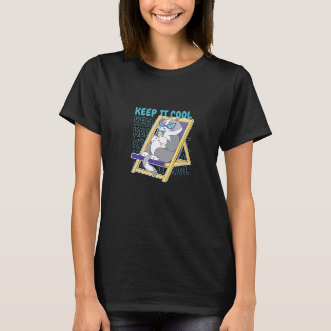 Keep It Cool Summer Cat Lounging T-Shirt (Front)