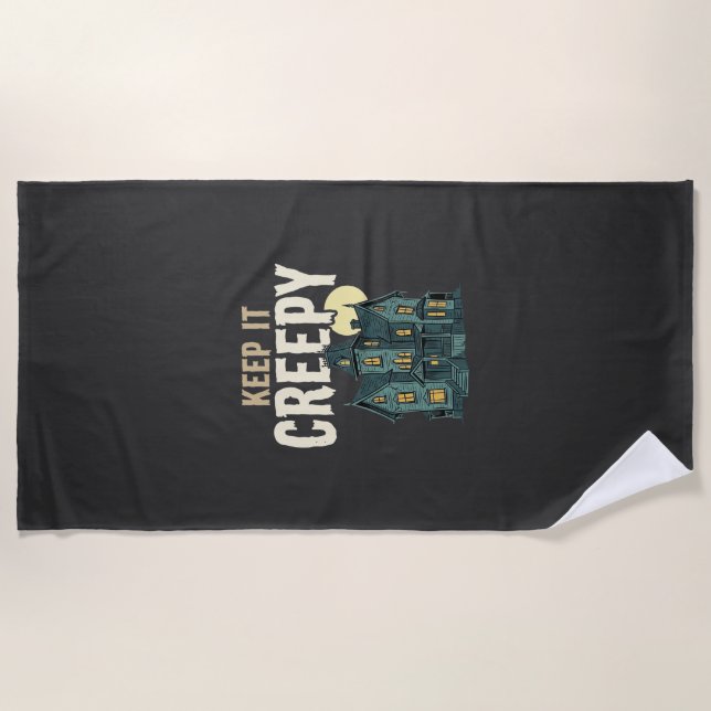 Keep It Creepy Haunted House Halloween Design_1 Beach Towel (Front)