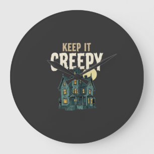 Keep It Creepy Haunted House Halloween Design_1 Large Clock