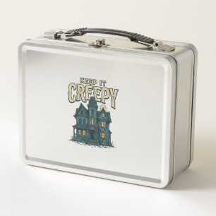 Keep It Creepy Vintage Haunted House Halloween Des Metal Lunch Box