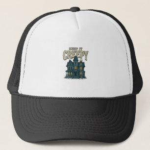 Keep It Creepy Vintage Haunted House Halloween Des Trucker Hat
