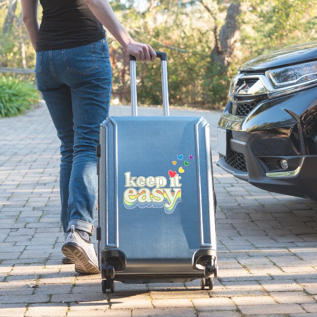 Keep It Easy Retro Pride Typography Design (Suitcase Insitu)