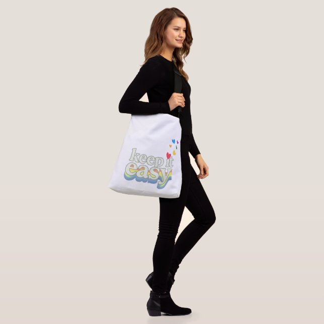 Keep It Easy Retro Pride Typography Design Crossbody Bag (On Model)