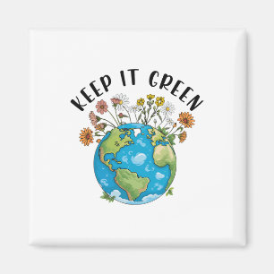 Keep It Green Earth Day Cute Teacher Kids Girl Wom Magnet