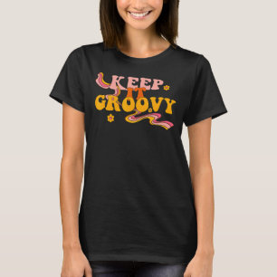 Keep It Groovy Retro Floral Smile Face Mental Heal T-Shirt
