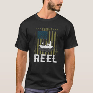 Keep It Reel Fishing Hook Usa Flag Camouflage Fish T-Shirt
