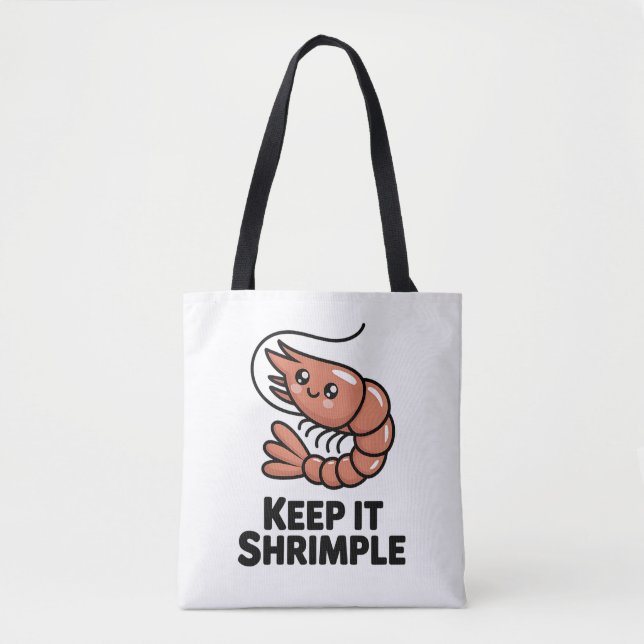 Keep It Shrimple Kawaii Shrimp Tote Bag (Front)