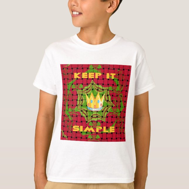 Keep It Simple: Bold Golden Red Woven Floral print T-Shirt (Front)