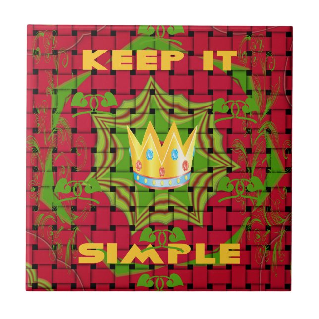 Keep It Simple: Bold Golden Red Woven Floral print Tile (Front)