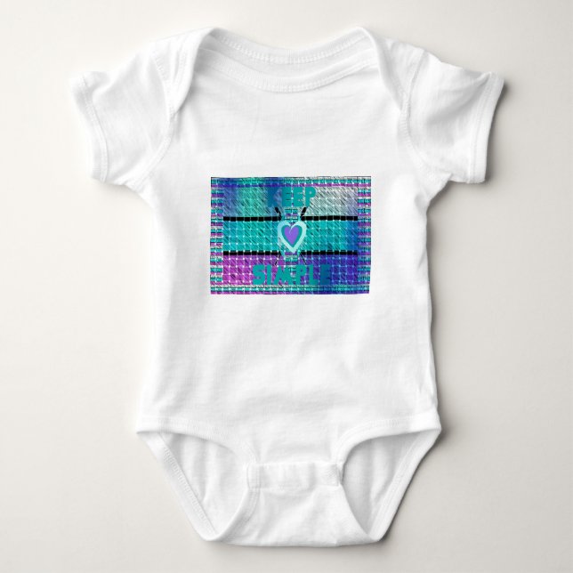 Keep It Simple: Cyan Heart & Clarity Pattern Art Baby Bodysuit (Front)