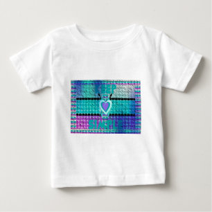 Keep It Simple: Cyan Heart & Clarity Pattern Art Baby T-Shirt