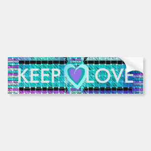 Keep It Simple: Cyan Heart & Clarity Pattern Art Bumper Sticker