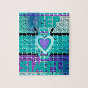 Keep It Simple: Cyan Heart & Clarity Pattern Art Jigsaw Puzzle
