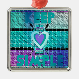 Keep It Simple: Cyan Heart & Clarity Pattern Art Metal Tree Decoration