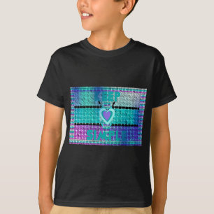Keep It Simple: Cyan Heart & Clarity Pattern Art T-Shirt