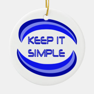 Keep it Simple Recovery Slogan Quote In Blue Ceramic Tree Decoration