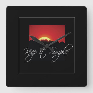 Keep it Simple Recovery, Sunrise, Black Recovery Square Wall Clock