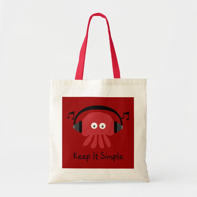 Keep It Simple Red DJ Jellyfish Customisable Tote Bag (Front)