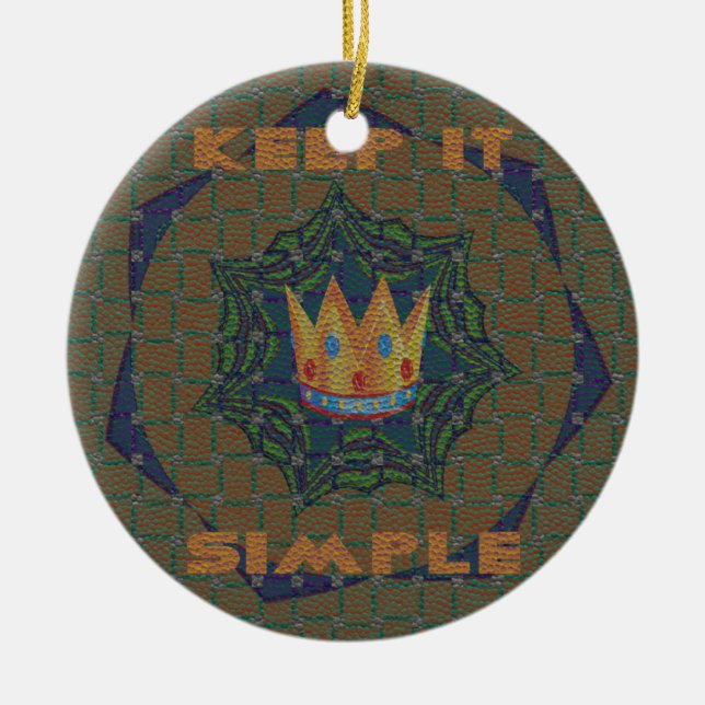 Keep It Simple: The Royal Clarity Pattern Design Ceramic Tree Decoration (Front)