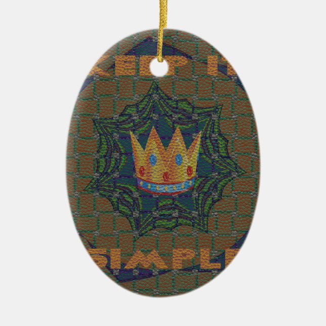 Keep It Simple: The Royal Clarity Pattern Design Ceramic Tree Decoration (Front)