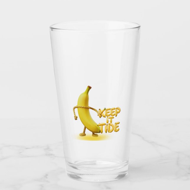 Keep It Tide – Funny Banana Typography Minimalist  Glass (Front)