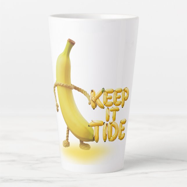 Keep It Tide – Funny Banana Typography Minimalist  Latte Mug (Front)