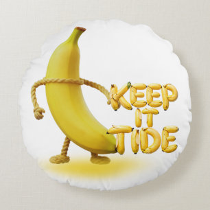 Keep It Tide – Funny Banana Typography Minimalist Round Cushion
