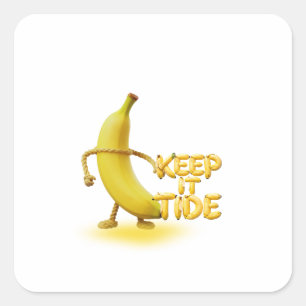 Keep It Tide – Funny Banana Typography Minimalist Square Sticker