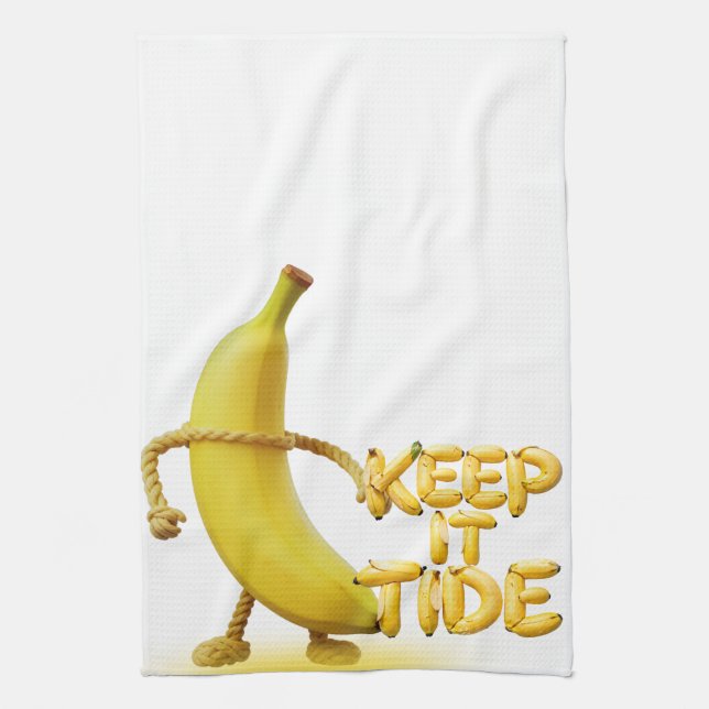 Keep It Tide – Funny Banana Typography Minimalist  Tea Towel (Vertical)