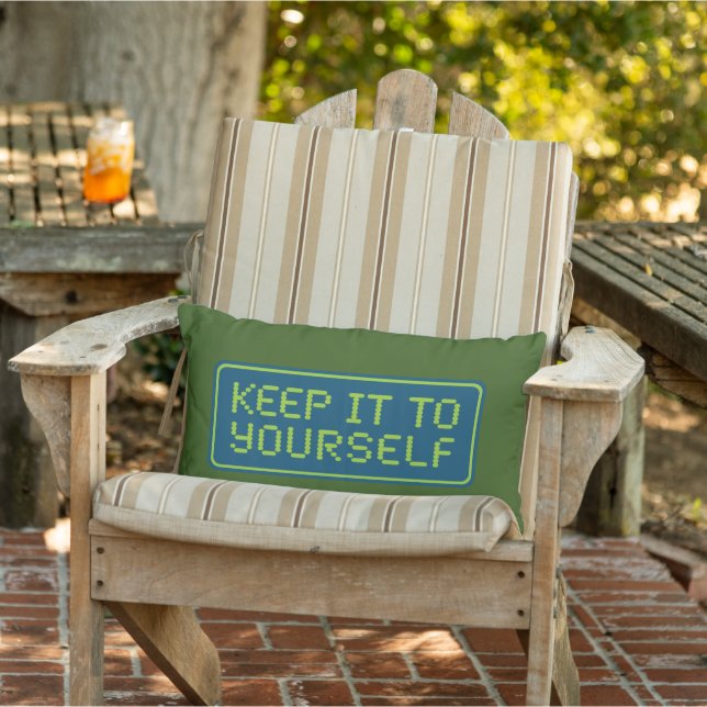 Keep it to yourself Dk Blue Plaque Flip Lumbar Cushion (Chair)